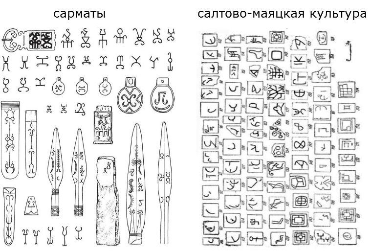 Древние знаки сармат и салтово-маяцкой культуры